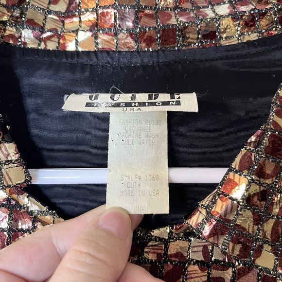 Vintage Guide Leopard Print Sequin Jacket One Size Y2K Gyaru Grunge Hippie - Picture 4 of 10